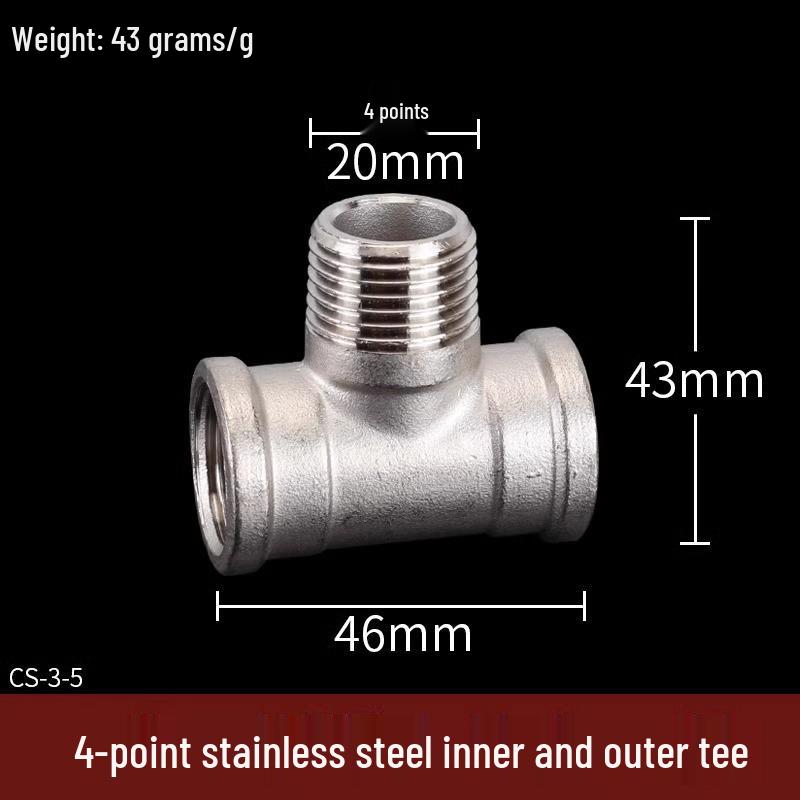 304 Stainless Steel Tee Elbow Water Pipe Fittings with Male/Female Threads