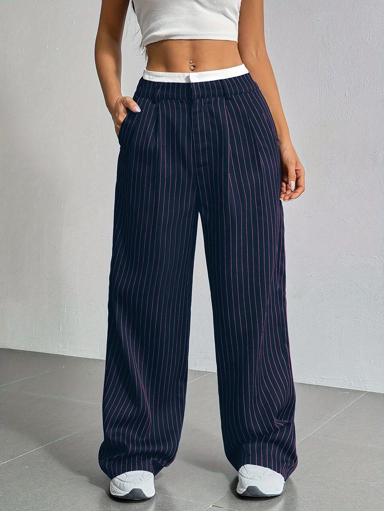 

Spring and summer new design trousers casual high-waisted splicing trousers simple drape loose straight-leg trousers XXL