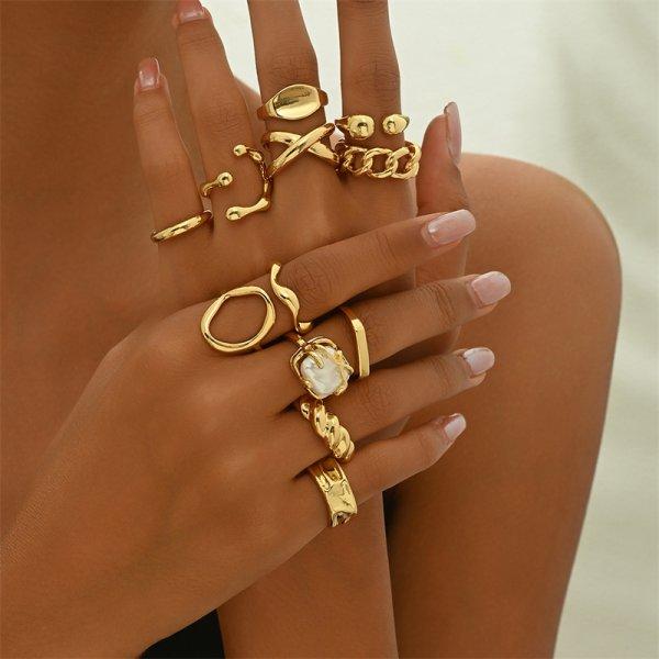 6Pcs/Set Geometric Cuff Rings Set For Women Fashion Chic Smooth Irregular Adjustable Finger Ring Vintage Jewelry Gift 2026