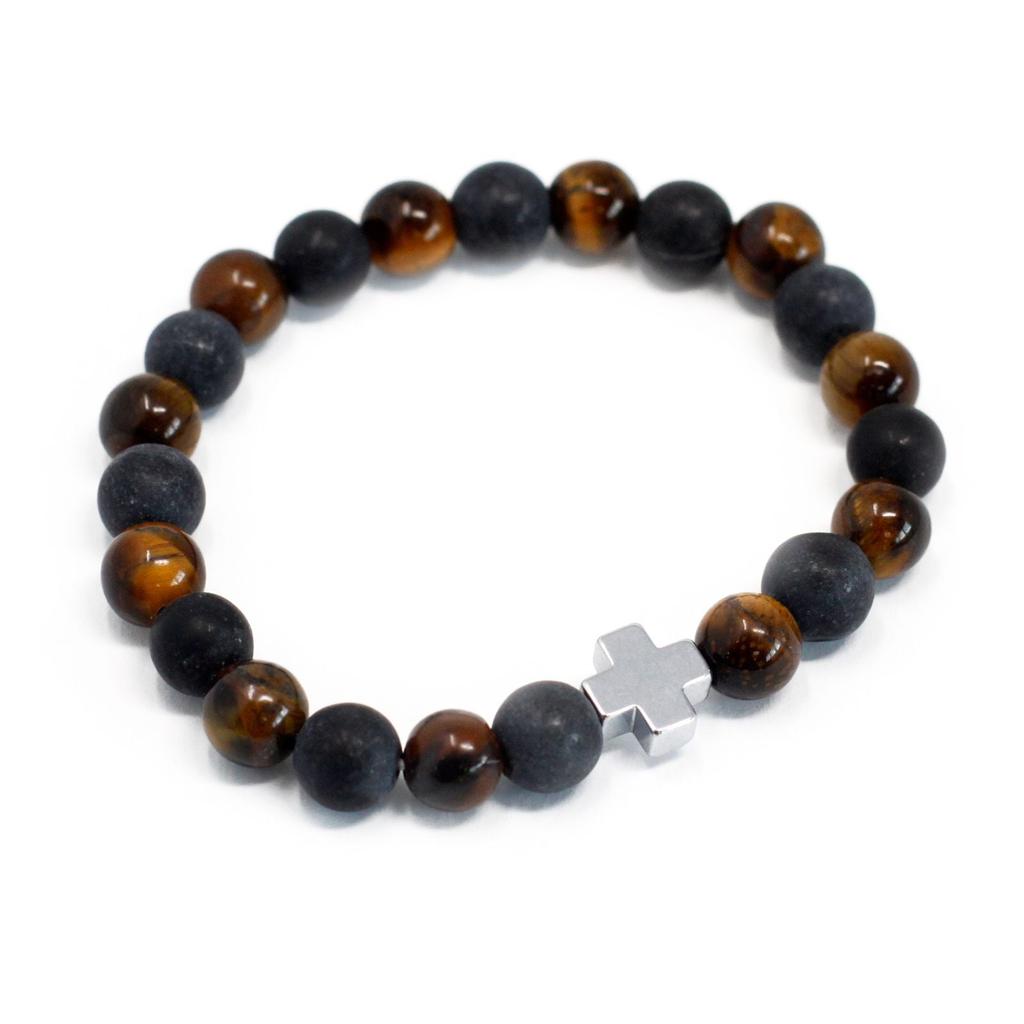 Couple Bracelets 2 Pack Tiger Eye Black Stone