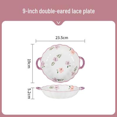 Utopian Underglaze Double-Handle Scalloped Dinner Plate