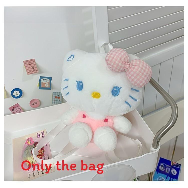 

Рюкзак с плюшевым клетчатым бантом для школы и досуга розовый