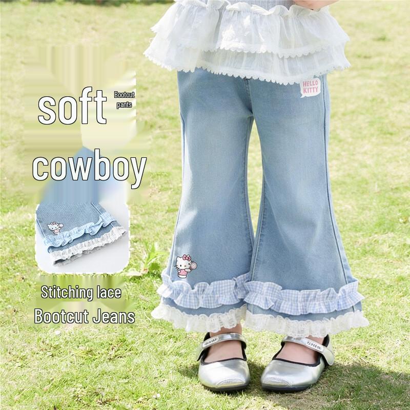 Hello Kitty Girls  2026 Spring Slim-Fit Flare Jeans 160