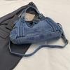 Vintage Denim Handbag with Braided Details Large Capacity Shoulder Crossbody Bag for Women