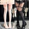 Chaussettes hautes en dentelle blanche petites JK japonaises fausses cuisse avec cordon Lolita chaussettes mi-jambe bas pour femmes collants