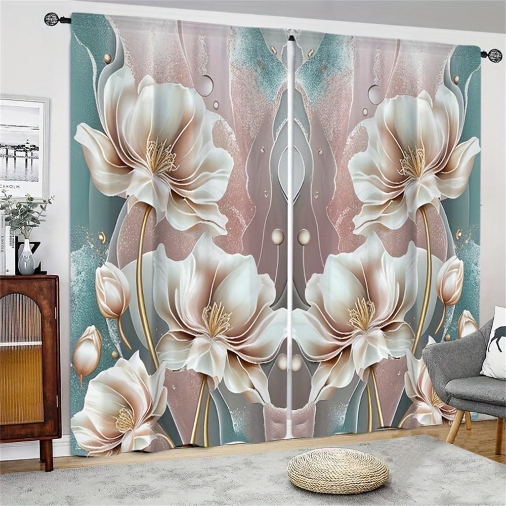 Oil Paintting Vintage Sunflower Flower Window Curtain Blinds For Living Room Kid's Bedroom Bathroom Kicthen Door Home Decor2Pcs