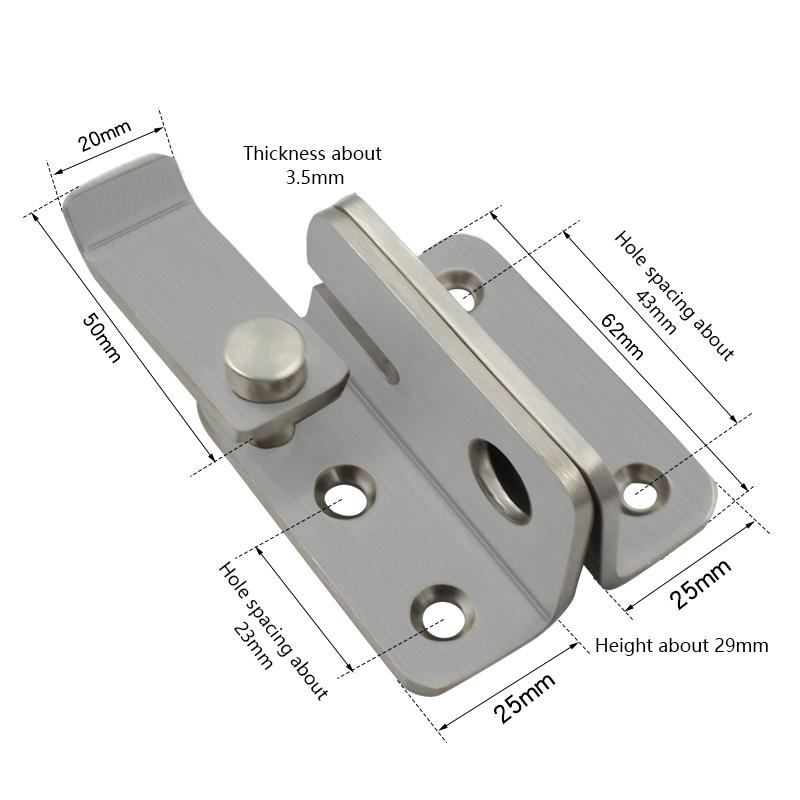 Stainless Steel Sliding Door Lock Bolts Anti-Theft Catch Lock Sliding Bolts Lock Padlock Clasp Gate Safety Lock Home Hardware