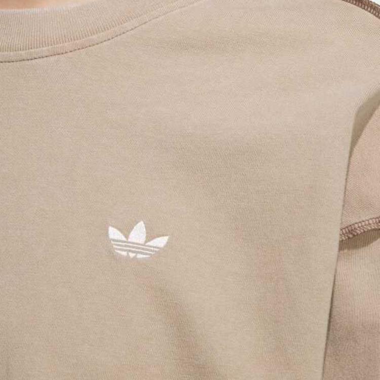Adidas Trefoil Comfortable Fashionable Aesthetic Simple Long Sleeve T-Shirt Unisex Tops Khaki KC1431