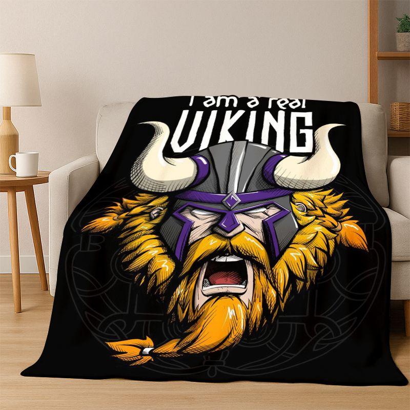 Guerrier VikingSymbole Valknut Nordique Valhalla Couverture en Flanelle Couverture Douce et Chaude pour Chambre à Coucher Salon Lit Voyage Camping