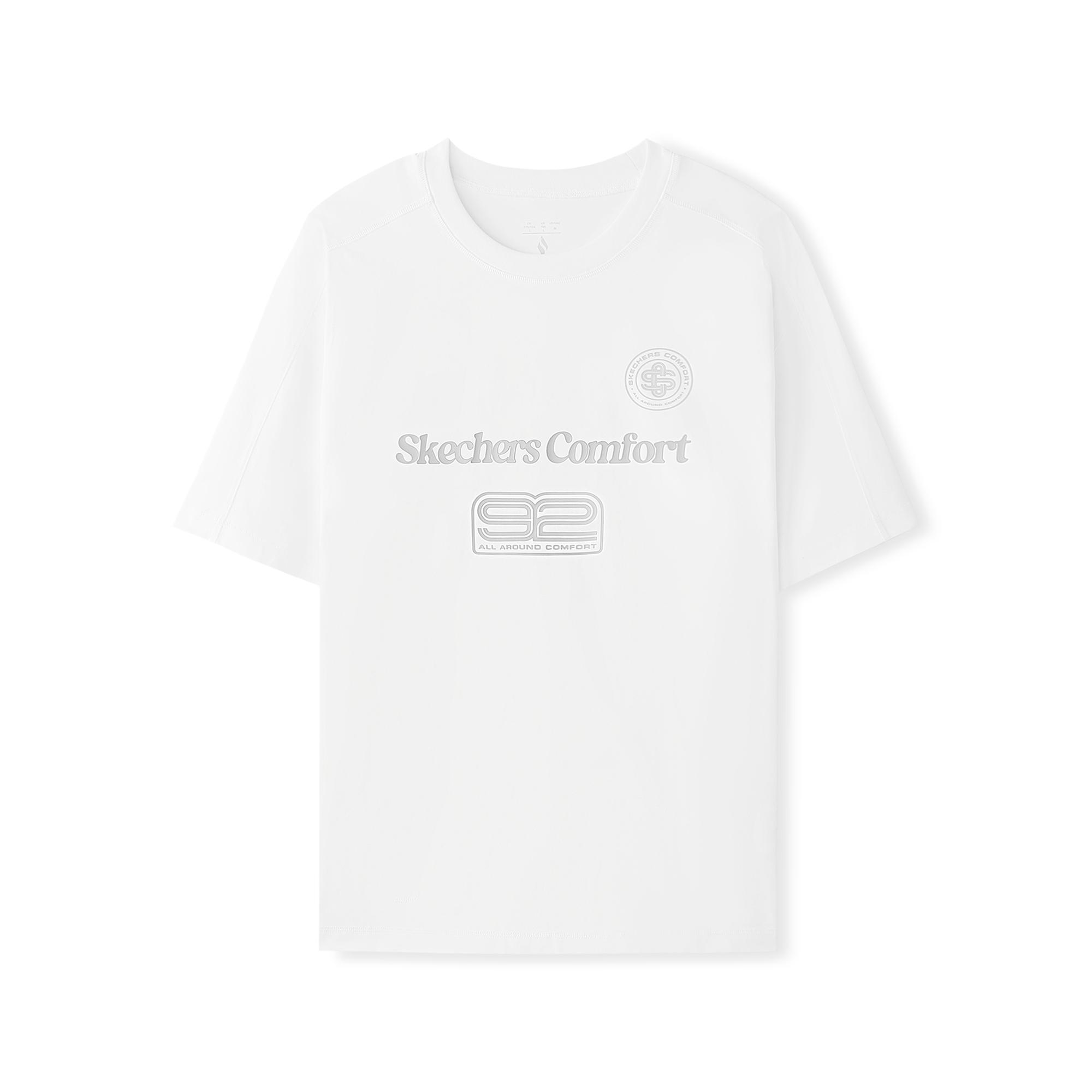 Skechers Godri Loose Knit Moisture-Wicking Quick-Dry Breathable Short Sleeve T-Shirt Unisex Tops Bright-White L225U041-0019 M