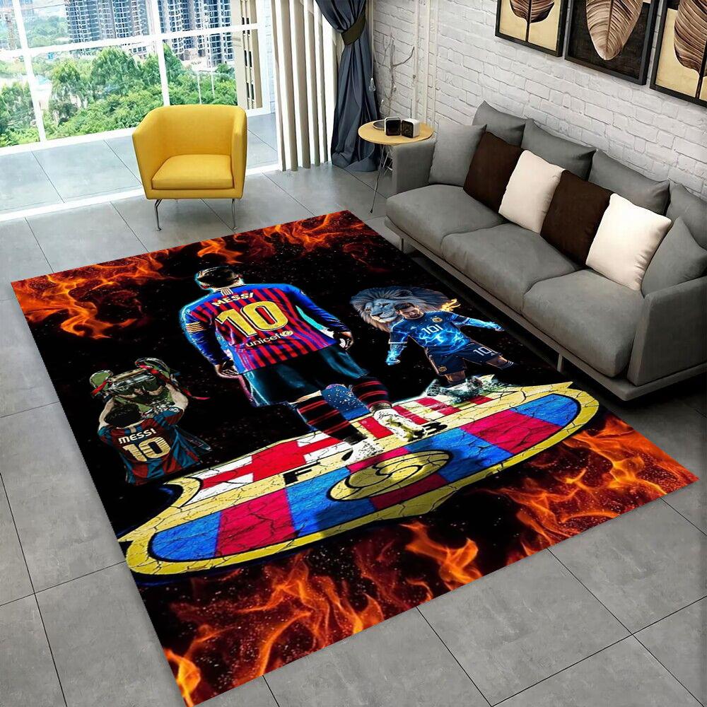 Tappeto Tappeto Tappeto Sportivo Calcio Stella Sportiva Capra Messi per Sala Giochi Camera da Letto Soggiorno Divano Arredamento Casa, Tappeto Area Giochi per Bambini Tappetino Antiscivolo per Pavimento