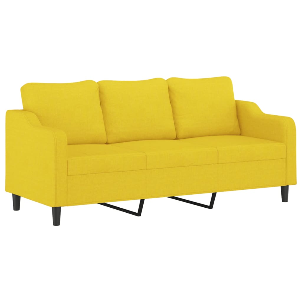 Vidaxl 3-Osobowa Sofa Wypoczynkowa Z Poduszkami, Jasnożółta, 180 Cm