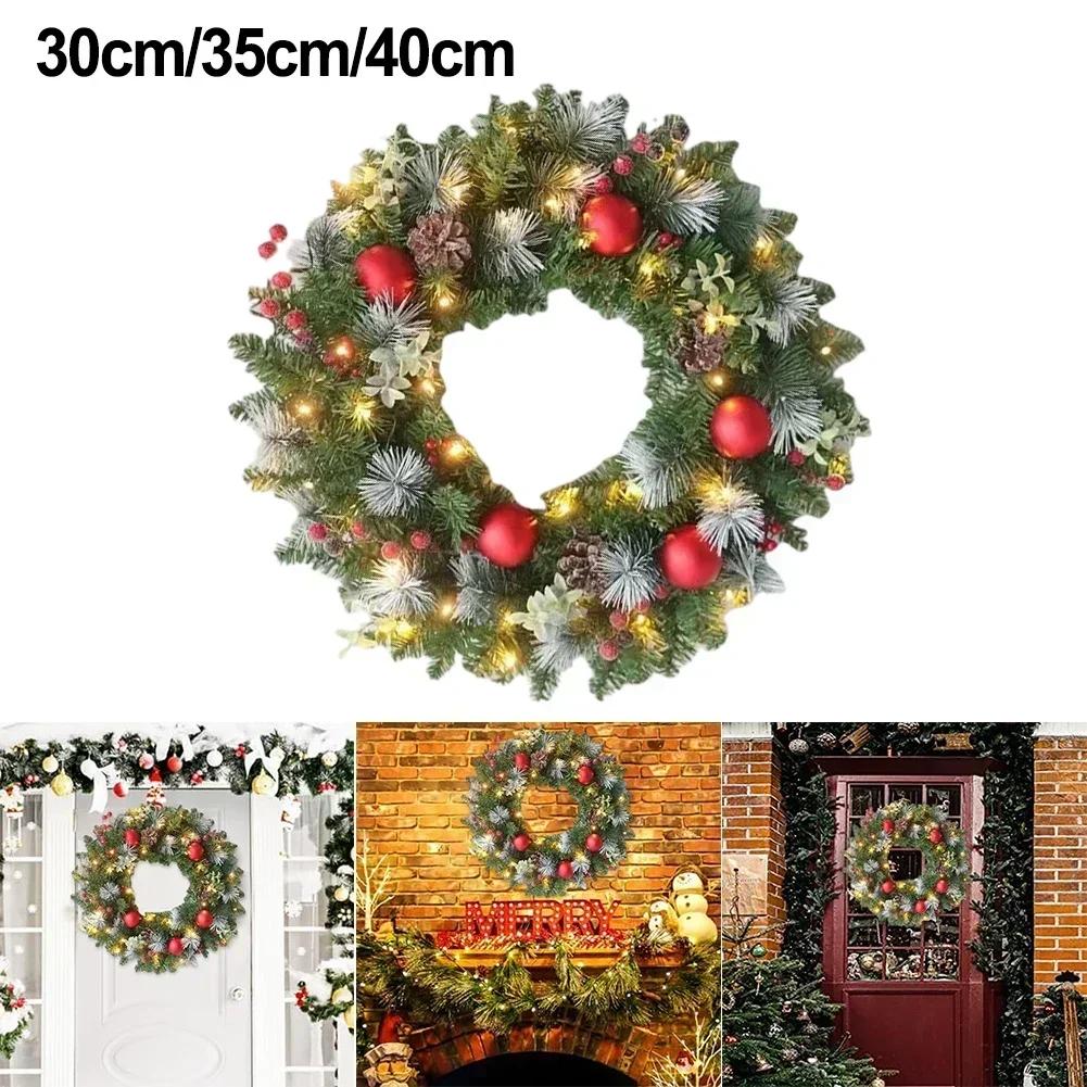 Red Green Christmas Wreath for Holiday Home Decoration For Front Door and Party Use Made from Plastic Material