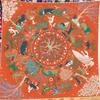 30% Silk 70% Cashmere Scarf Women Hand Rolled 12 Zodiac Sign Print Square Scarves Wraps Bandana Big Hijabs Female Foulard
