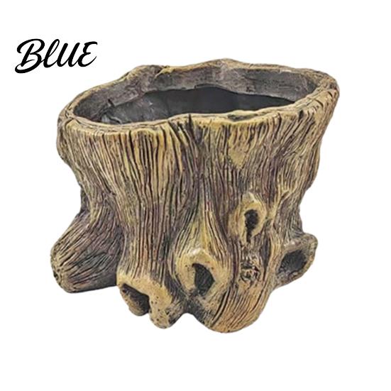 Indoor Greenery Pots for Study Resin Tree Stump Flowerpot Succulents Small Plants Imitation Wood Grain Planter Flower Plants Home Office Decor,