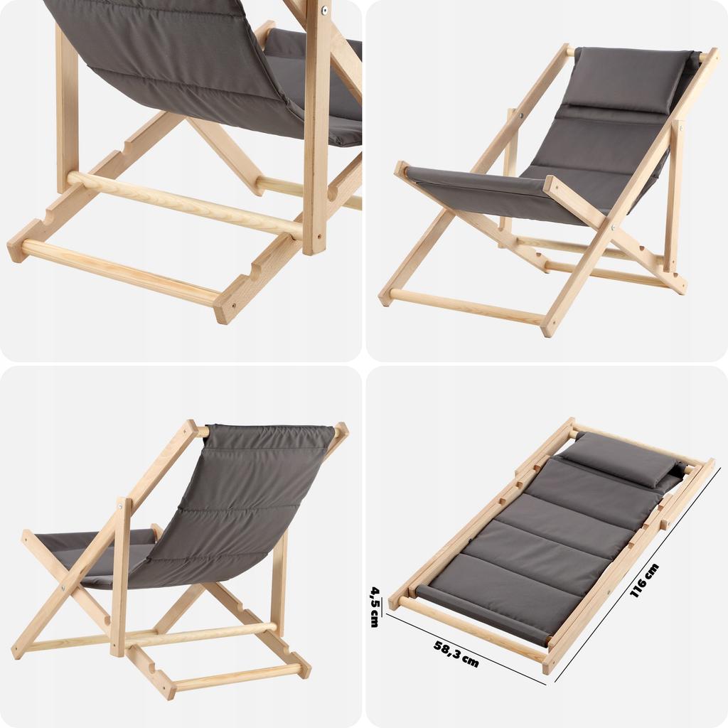 KADAX Wooden Sunbed Garden Beach Folding Cushion Comfortable Polish Manufacturer