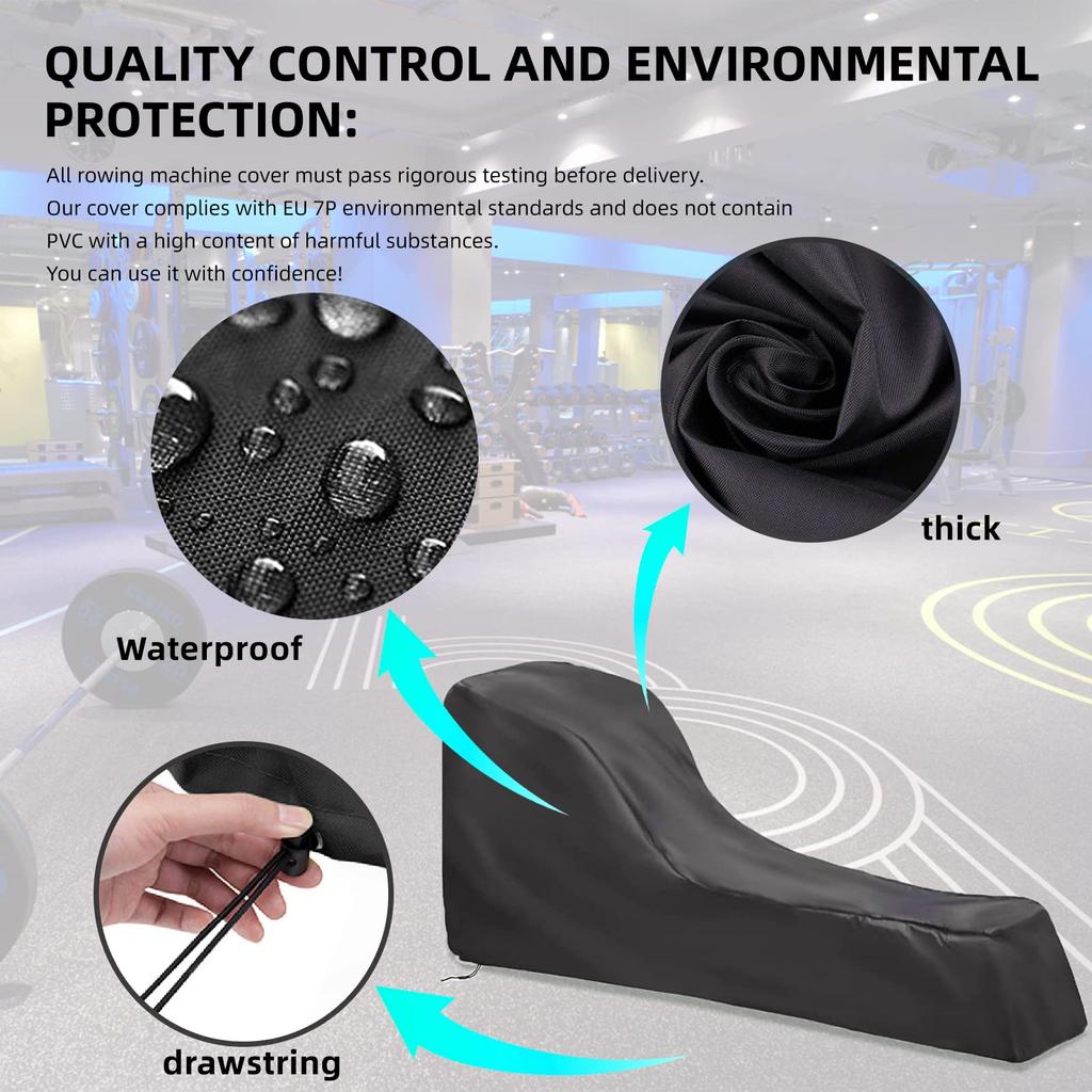 Protective Cover for Rowing Machine: 241 X 61 X 102 Cm Waterproof Dust Cover Made of 210D Oxford Fabric - Tear