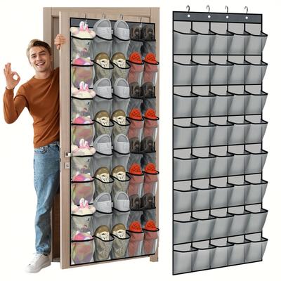 40-Pocket Over-Door Organizer, Grid Shoe Holder. For Bedroom, Bathroom, Closet & Office. Space-Saving Storage Solution.