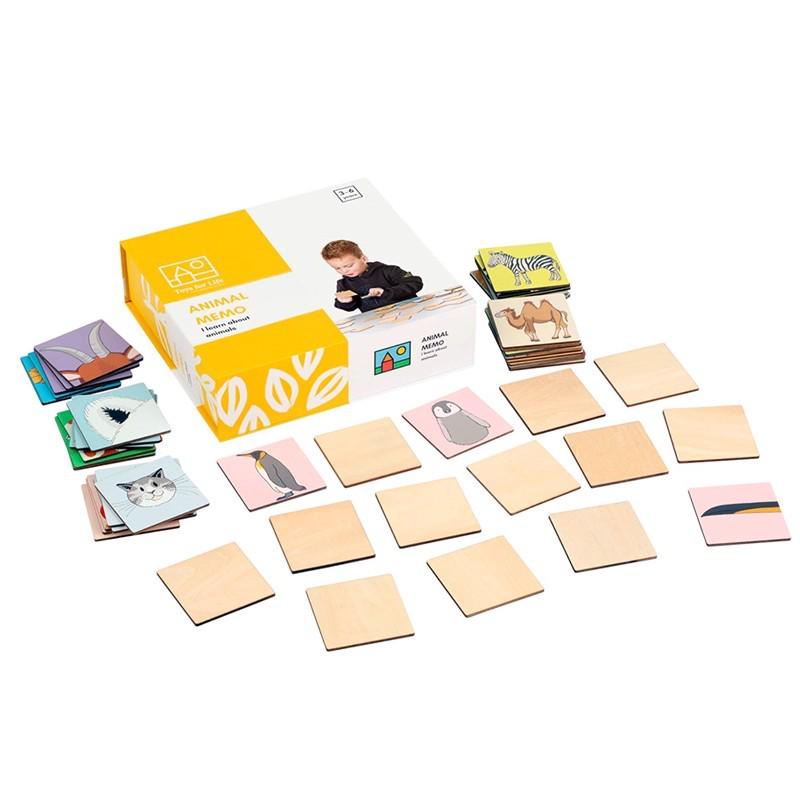 Hexagonal Animal Memory Game: Educational Wooden Toy for Children