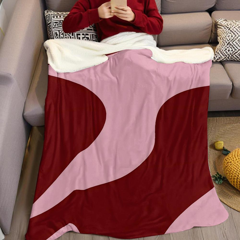 Burgundy Curve Wash Flannel Blanket Warm Soft Halloween Christmas Couch Warm Cozy Decorative Decor Gift for All Season