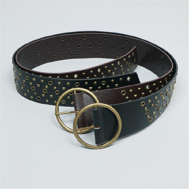 Pin Buckle Waist Belt with Rivet Adjustable Waist Belt for Women Jean Skirt Coat