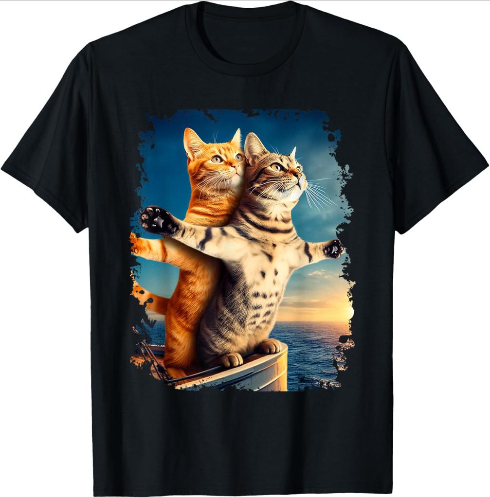 Art Theatre Cat T Shirt Vintage Retro Graphic Womens Casual Top Daily Versatile Crew Neck Short Sleeve for Daily Wear Clothing