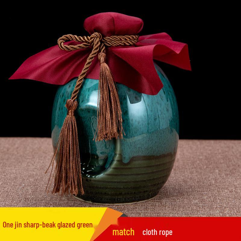 Sealed Ceramic Wine Bottle for Home, Cellar Storage, Decoration, Empty Jar Ornament