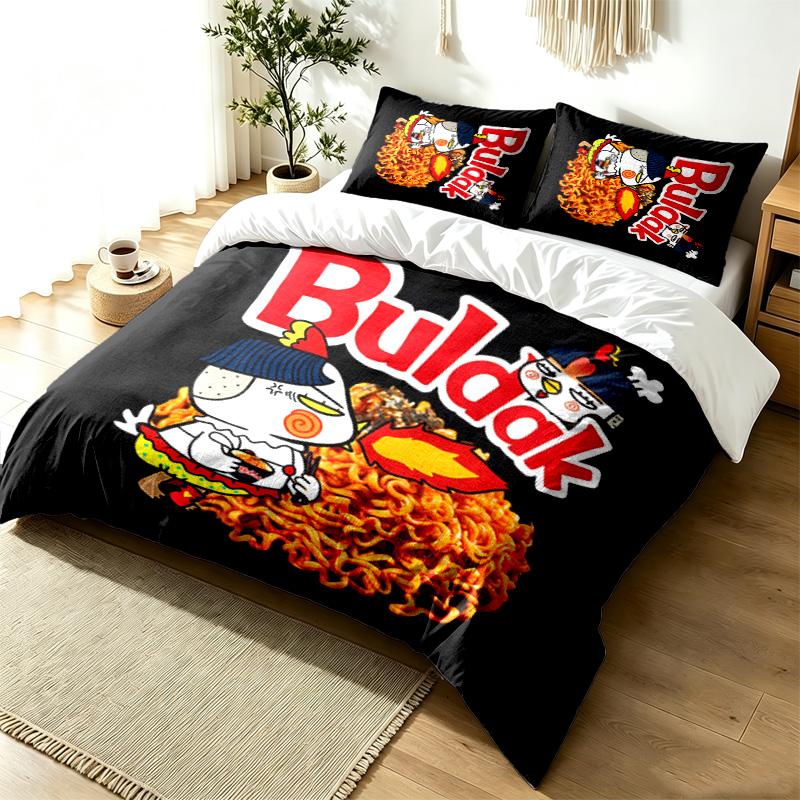 Buldak 3pc Duvet Cover Set Simple Modern Bedding Set Wrinkle Resistant Soft Fabric All Season Use a perfect gift