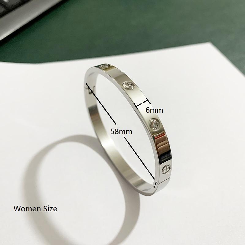 Neues Design Goldfarbe Zirkon und Kreuzmutter Nagelarmband & Armreif für Frau Edelstahl Schraube Marke Schmuck Dropshipping