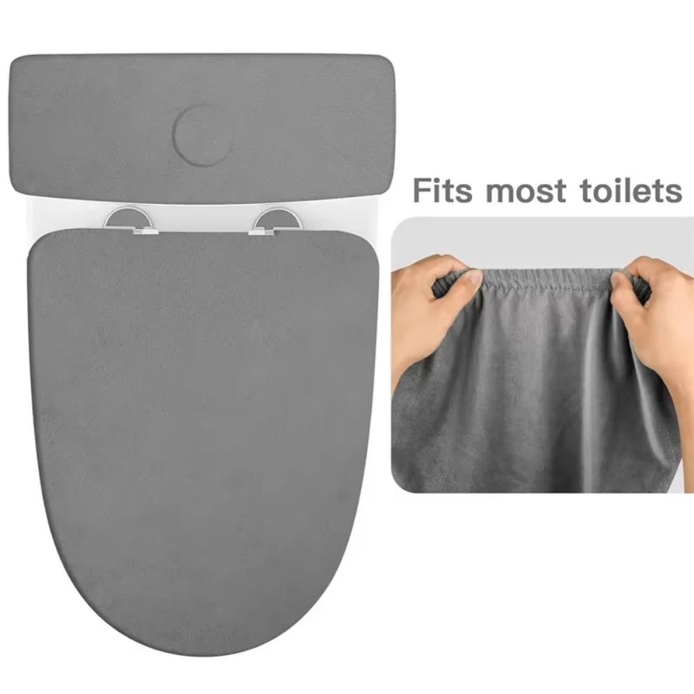 Set da 2 Pezzi Copriseggiolino Morbido Monocolore Copri Serbatoio Copri WC Maniche Protettive