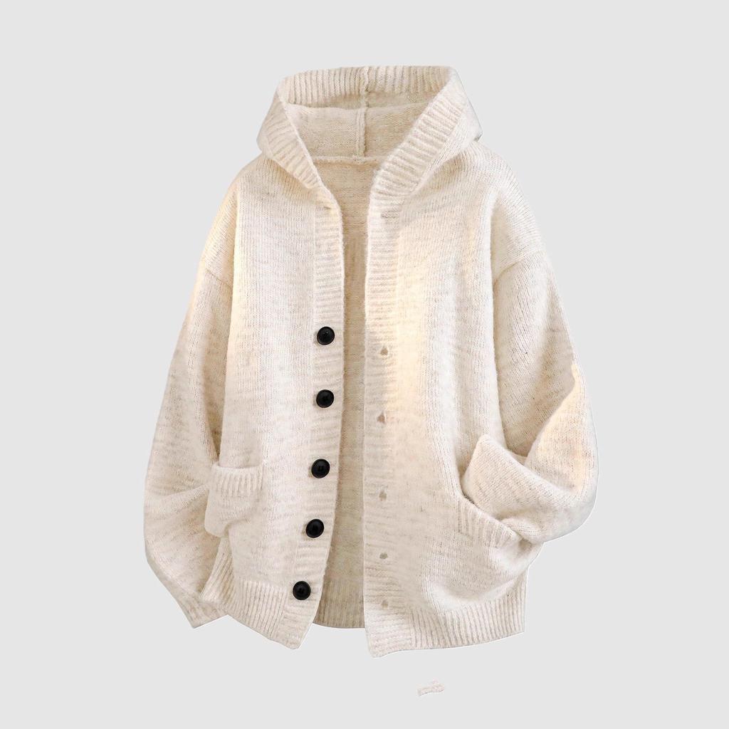 Men's Hooded Cardigan Sweater: Autumn/Winter Trendy Loose Heavyweight Casual Knitwear.