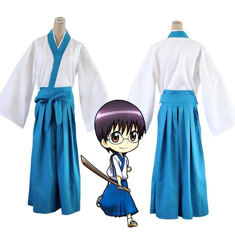 Gintama Shinpachi Anime Shimura  Cosplay Costume Uniform Kimono Fancy Suit Dress
