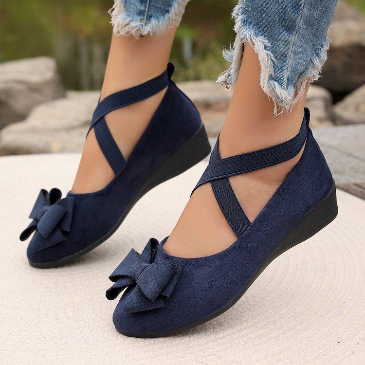 Flats Bow Shoes Anti-slip Casual Running Shoes 2026 New Summer Fashion Lightweight Wedge Loafers