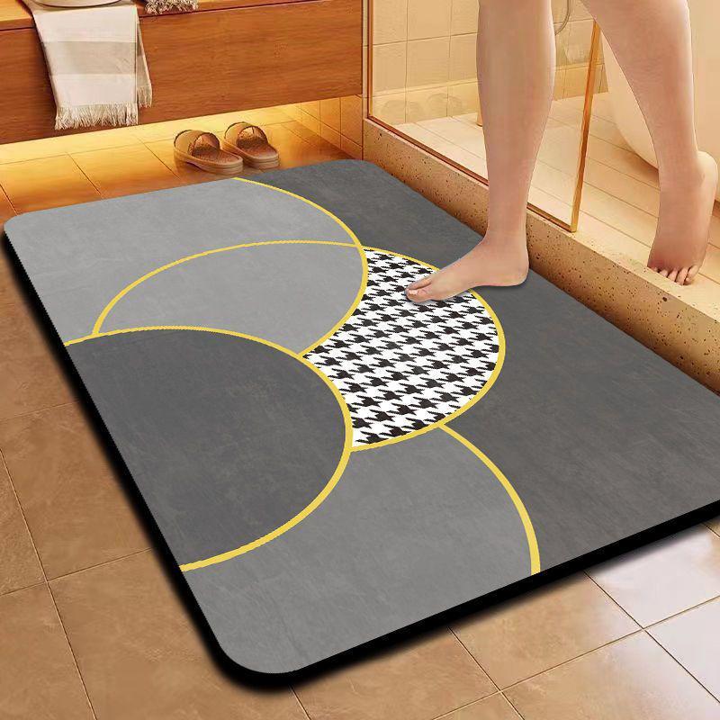 Simple Bathroom Door Diatomaceous Earth Floor Mat - Water Absorbent, Stain Resistant, Wear Resistant, Easy to Clean Foot Pad