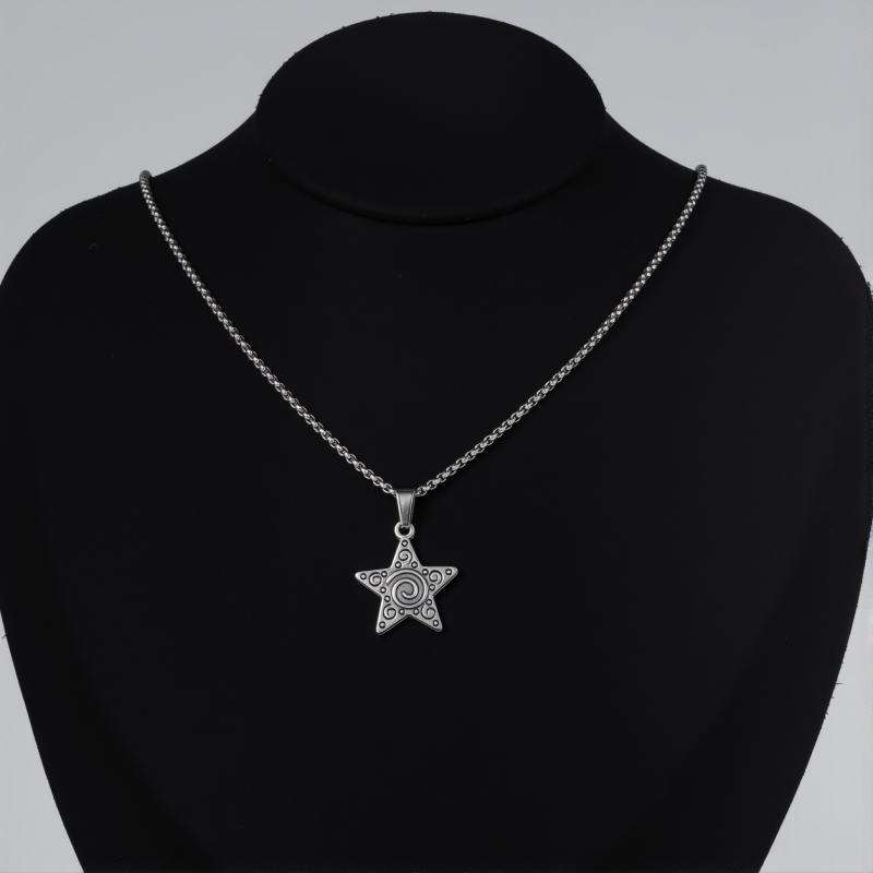 New Pendant Necklaces Unisex Cross Double Star Geometric Minimalist Necklaces Punk Gothic Style Personalized Party Jewelry Gifts
