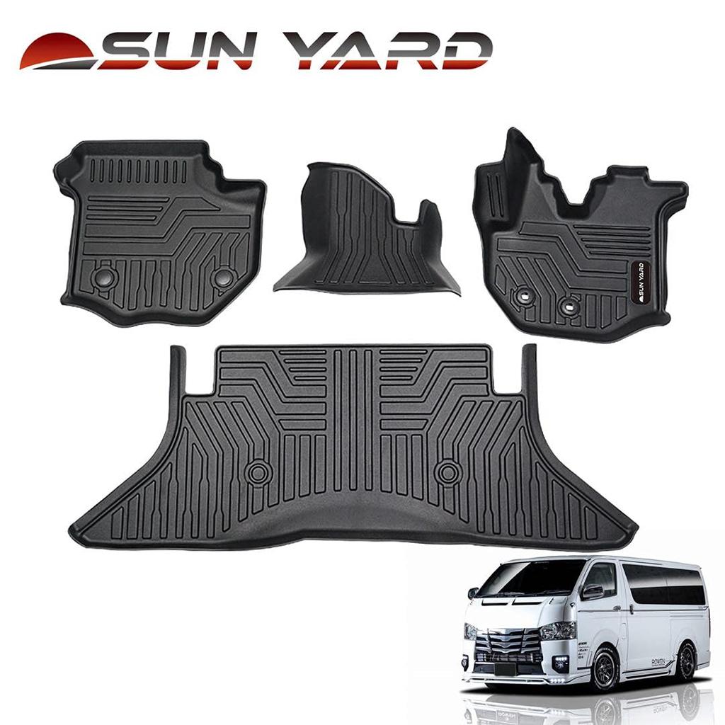 Kompatibel mit Hiace 200 Standardkarosserie Kofferraumgepäck 3D Auto TPE speziell für schützende schwarze Matte [SunYard] Serie, Matte, Matte, Matte,