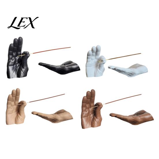 Study Room Desktop Ornaments Creative Hand Shape Incense Burner, Resin Decorative Ornament, Burner & Ash Collector Holder Set for Home Office