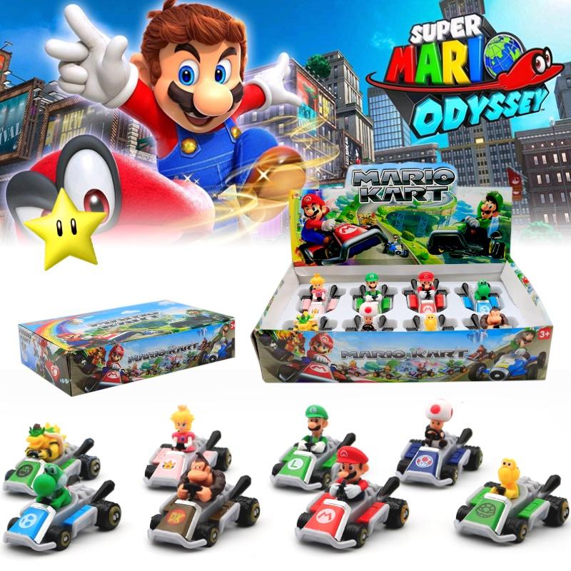 Super Mario Party Go-kart Toy Set With 8 Collectible Figures And Display Box