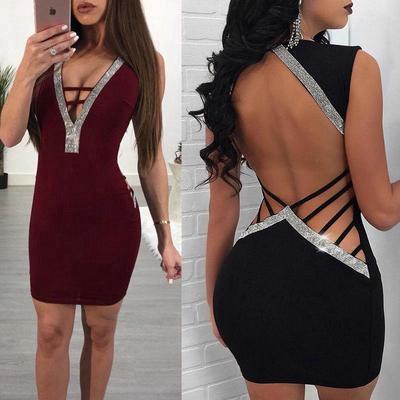 Women Bandage Dress Bodycon Sleeveless Evening Party Cocktail Club Short Mini