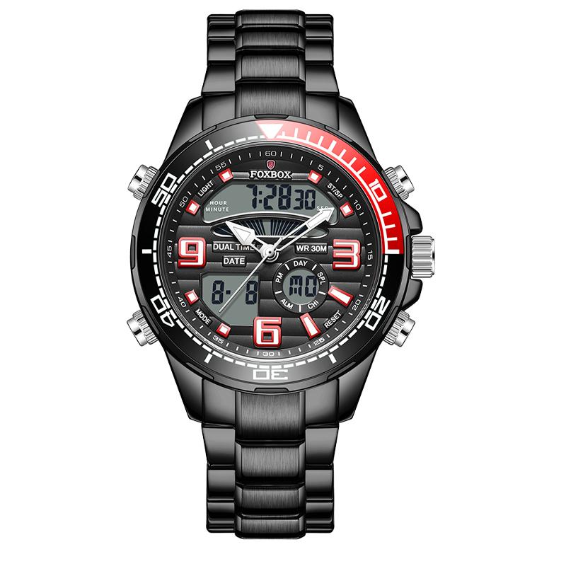 FOXBOX Digital Men Military Watch Waterproof Wristwatch LED Quartz Clock Sport Watch Male Big Watches Men Relogios Masculino+Box