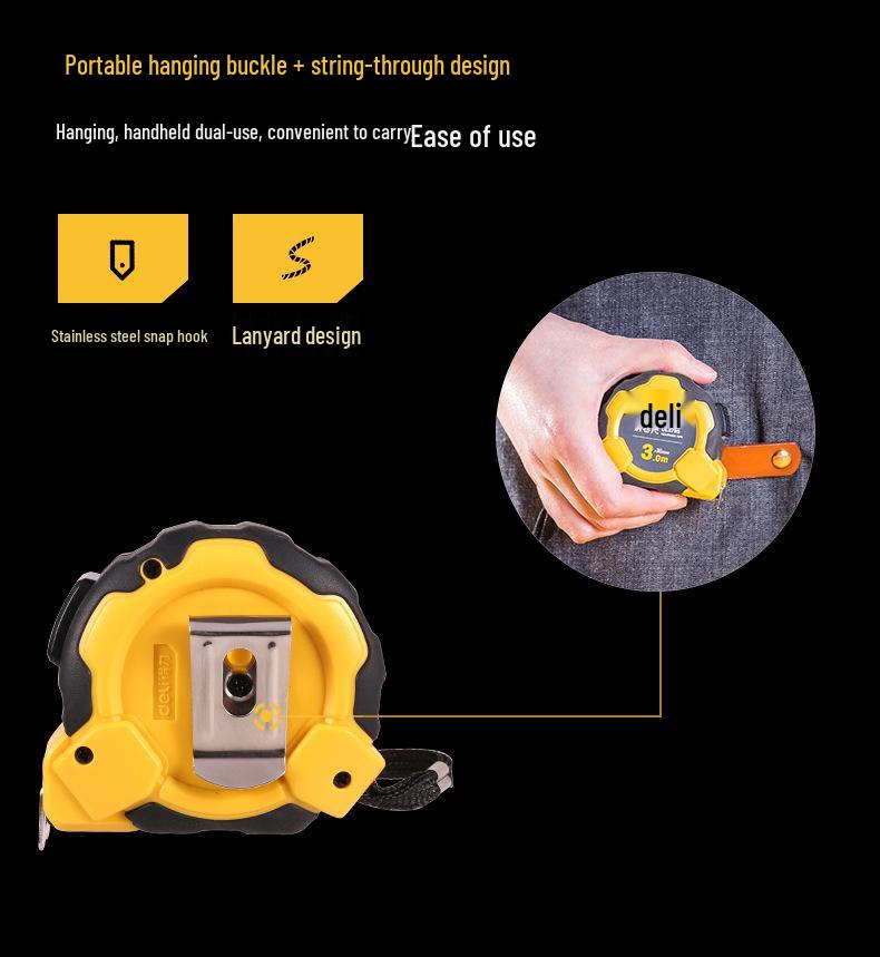 Deli Portable Steel Measuring Tape - Multiple Sizes (3m/5m/7m/10m) for Drafting and Calculations