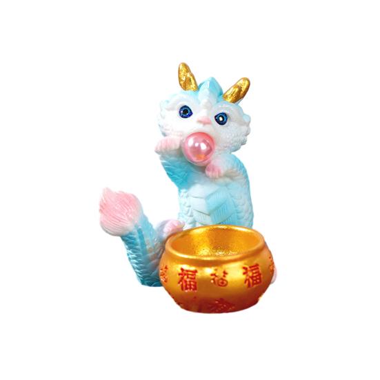 Mini Dragon Ornament Bright Colors Cute Dragon Figurine Resin Ornament for Home New Year Decorations KTY