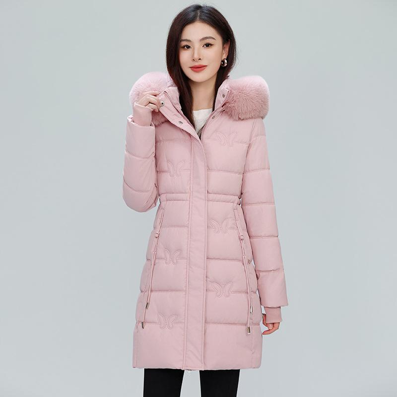 Iarnă Nouă Versiune Coreeană Jachetă Călduroasă Groasă cu Guler Mare de Blană de Dimensiuni Mari