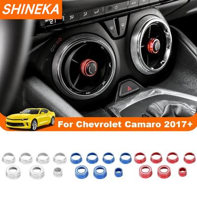 SHINEKA Car Dashboard Central Console Air Conditioning Volume Knobs Trim Ring for Chevrolet Camaro 2017 Up Interior Accessories