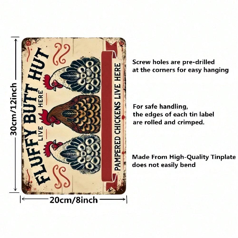 

Funny Chicken Tin Sign Metal Farmhouse Wall Art 20x30 разноцветный