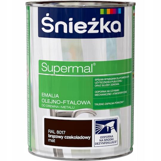Śnieżka Supermal Emalia Olejno-Ftalowa Brąz Czekoladowy Mat 0,8L