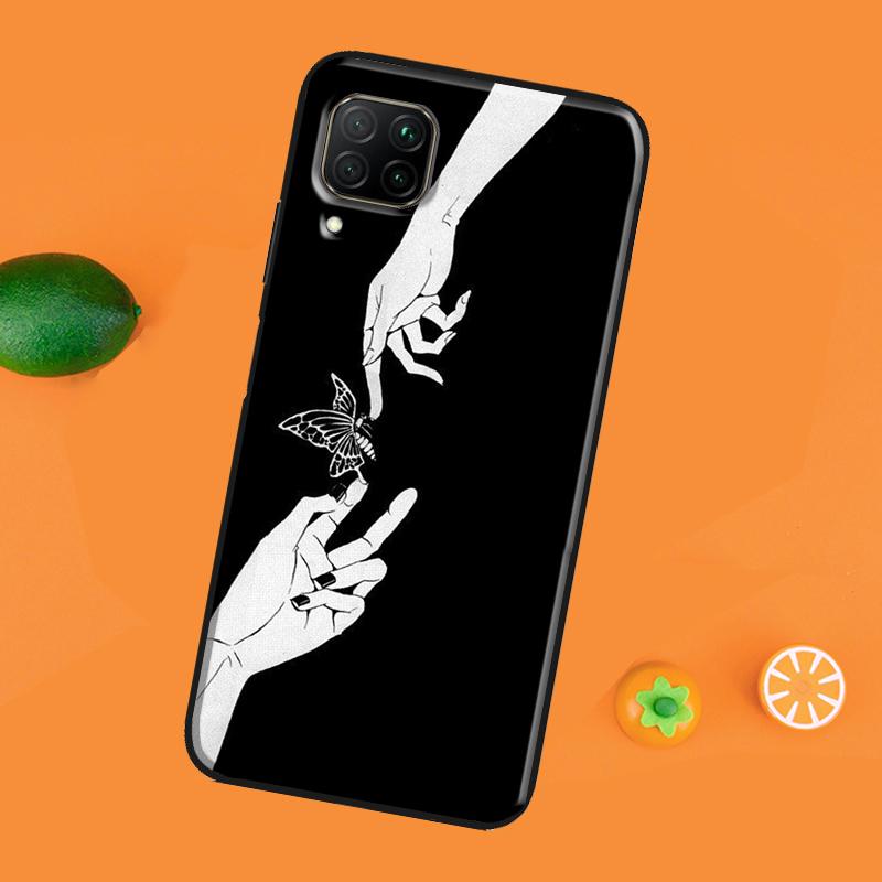 Anime Aesthetic Black Case For Huawei P40 P20 P30 Pro Mate 20 Lite P Smart 2019 Nova 5T Honor 50 Lite 10i 8X 9X