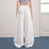 UNIFREE White Distressed Lace Patch Wide-Leg Sweatpants