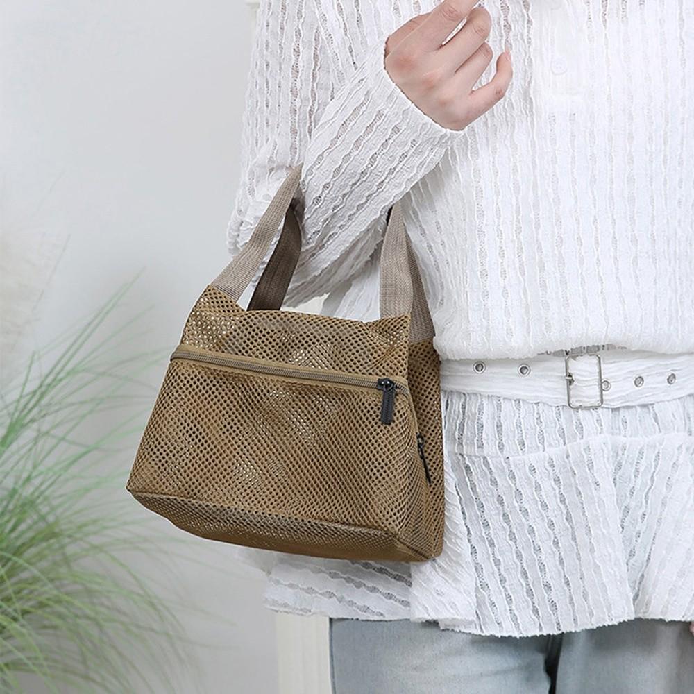 Multifunctional Mesh Beach Bag Portable Travel Wash Bag Tote Handbag Shower Cosmetic Bag  Swimming