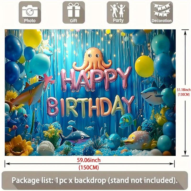 Party Backdrop Under The Sea Ocean Under Balloons Fish Octopus Photo Booth Background Birthday Party Decor